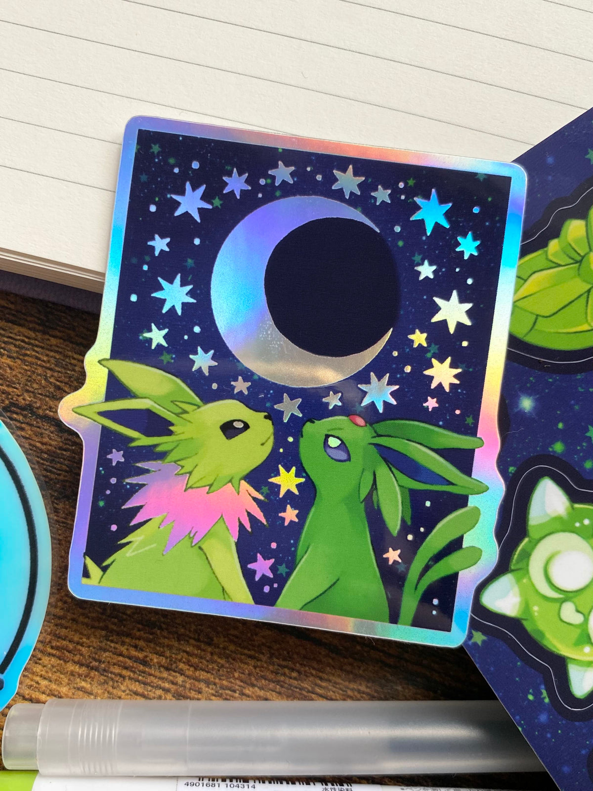 Alien Eeveelutions ~ Shiny Espeon and Jolteon Holographic Sticker
